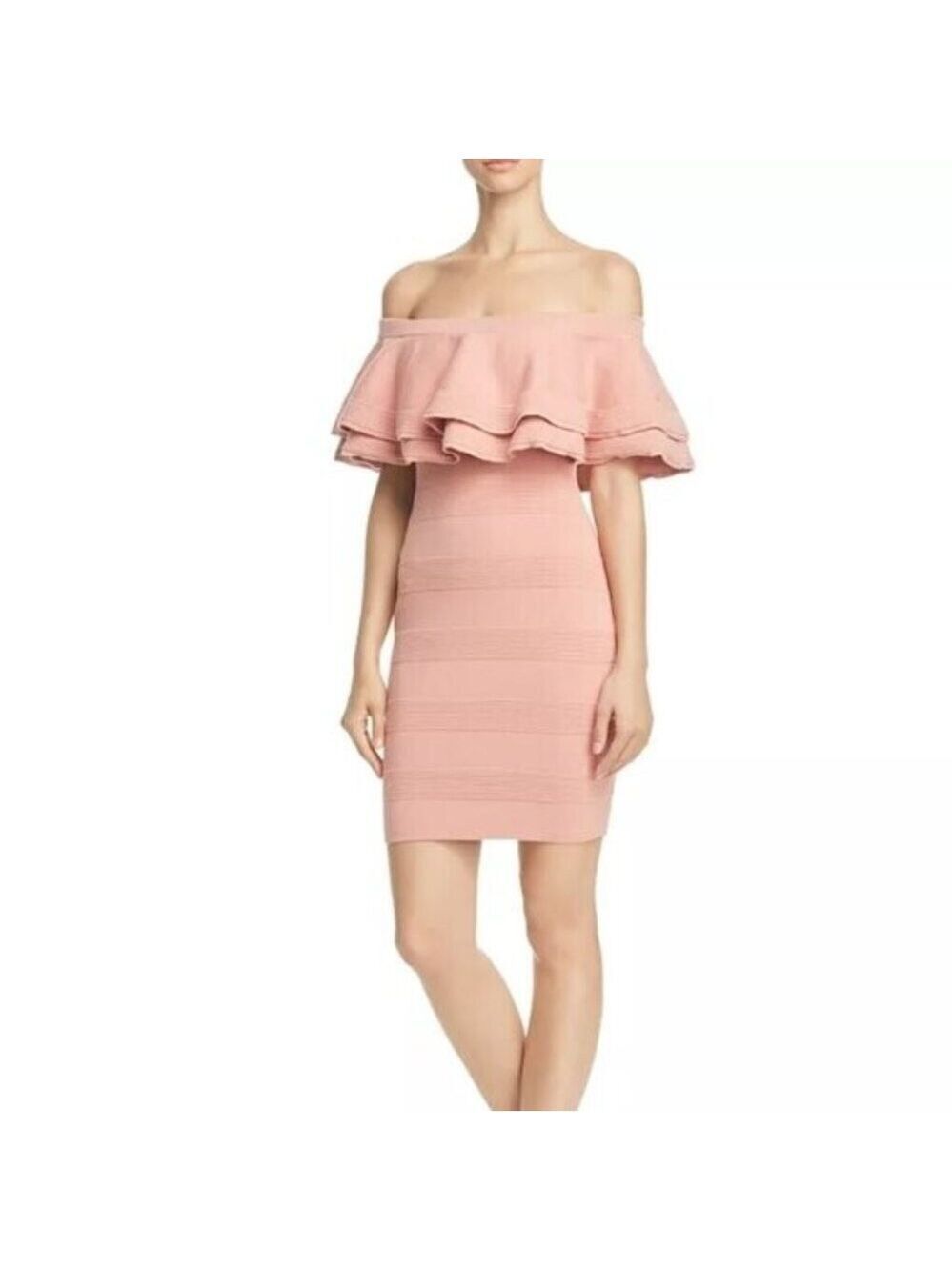 *Endless Rose Off The Shoulder Tiered Ruffle Bodycon Dress Black Cotton Mini S